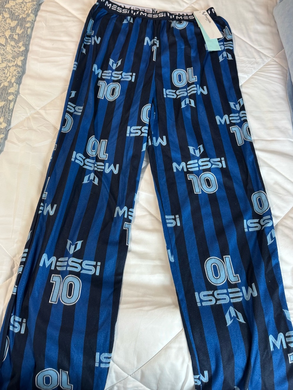 Messi Blue Striped Lounge Joggers - Men's Casual Sweatpants